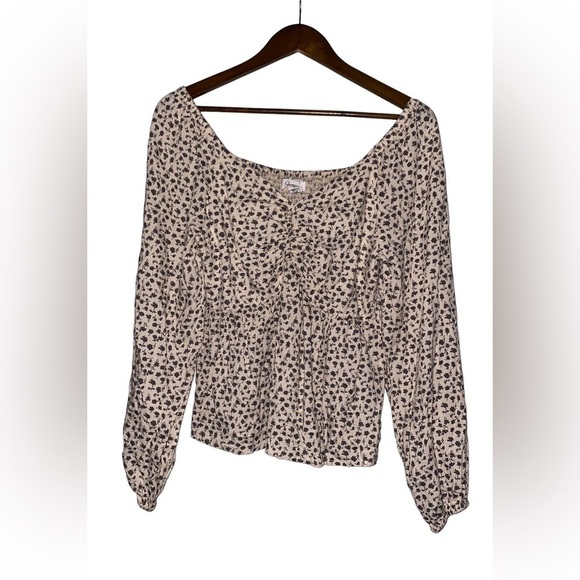 Japna Tops - Japna Crème Floral Babydoll Milkmaid Balloon Sleeves Blouse‎ Women L Cottagecore